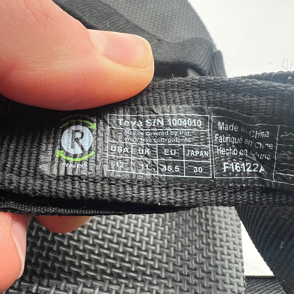 Teva Original Universal Mens Black Sport Sandals Walking Camp 1004010 Size 12 - Picture 6 of 7